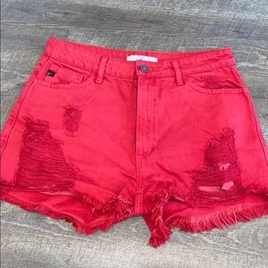 COPY - Fashion Nova red jean shorts